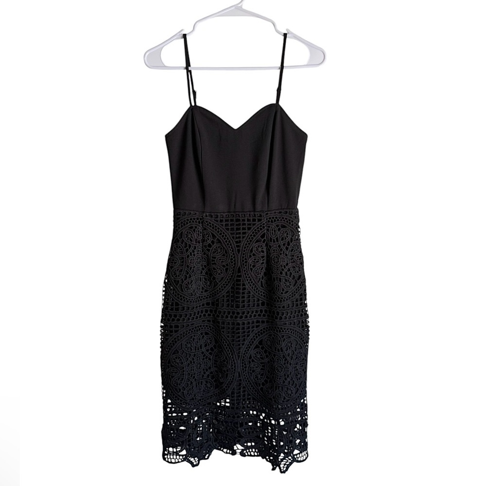 J.O.A Black Crochet Sleeveless Mini A-Line Dress Size XS